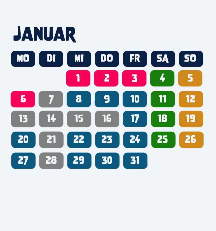 Öffnungszeit Januar