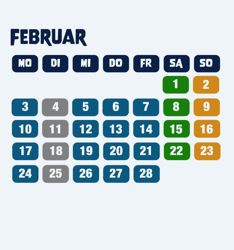 Öffnungszeiten Februar